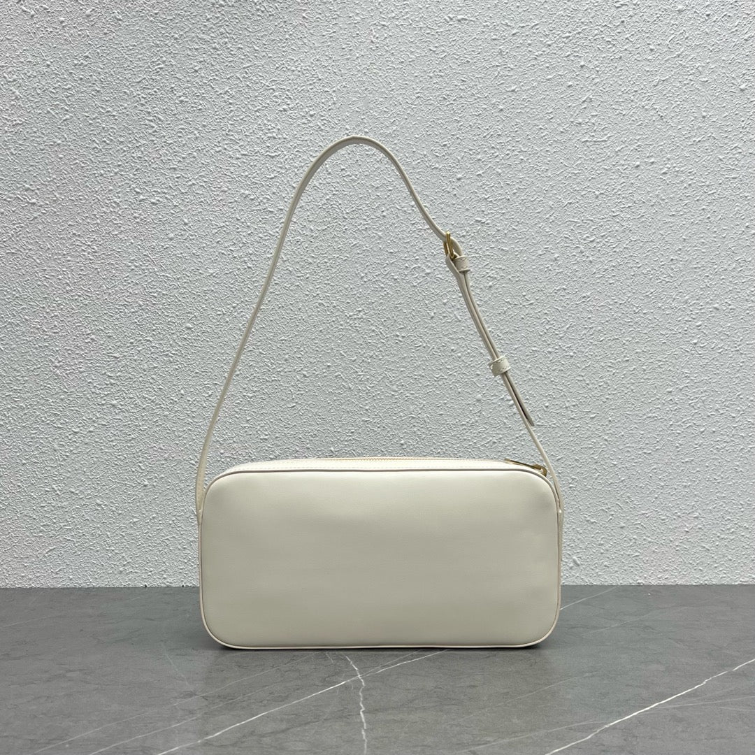 Top Quality Camera Shoulder Bag Cuir Triomphe White For Women 10in/26cm