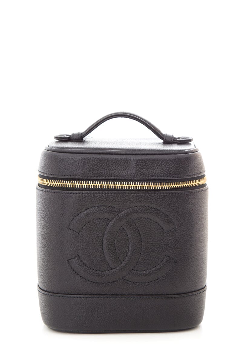 Chanel Vnitage 1996/97 Black Caviar Coco Mark Vertical Vanity Bag