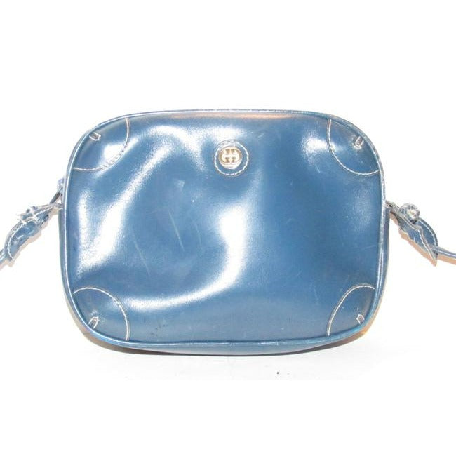 Gucci   Cobalt Blue Leather With White Contrast Stitching