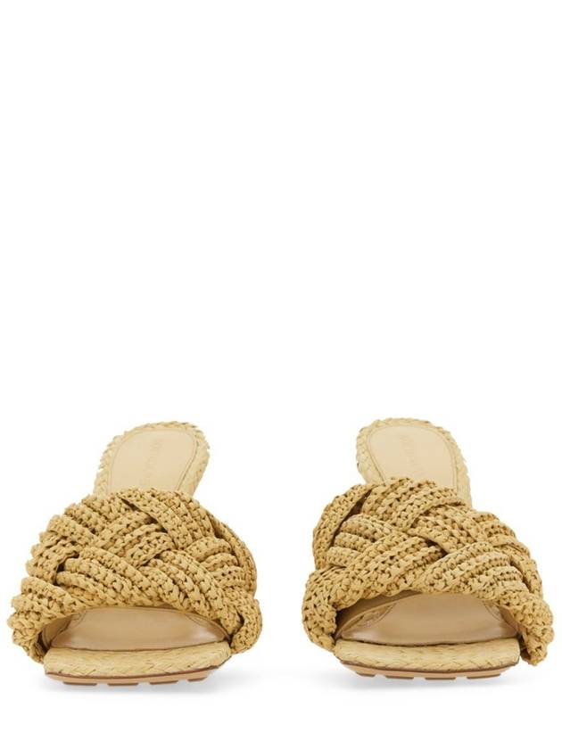Luxury Bottega Veneta Lido Intrecciato Raffia Mule Beige