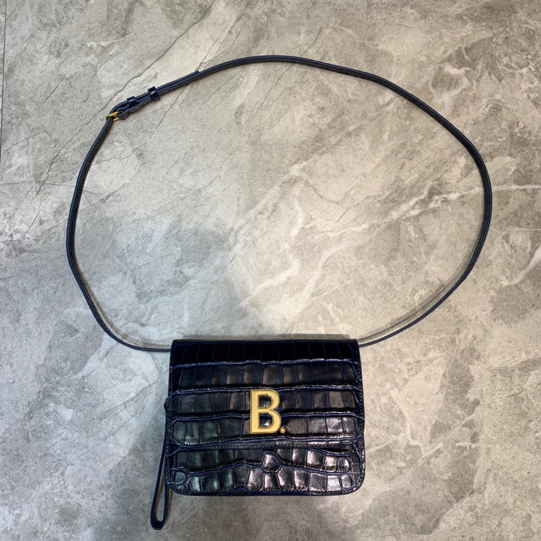 Top Quality B Small Lizard Effect Cross-body Bag In Dark Blue, For Women,  Bags 7in/18cm