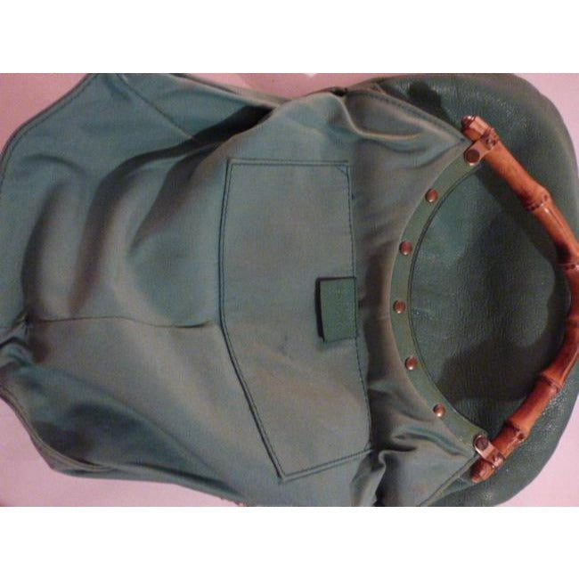 Gucci   Teal Green Leather With Bamboo Handles Tote