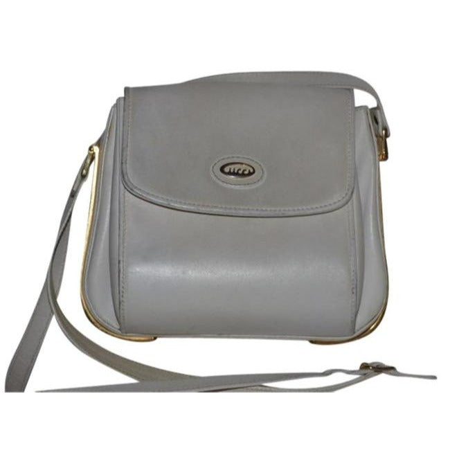 Gucci   White With Bold Gold Accents Leather Shoulder Bag