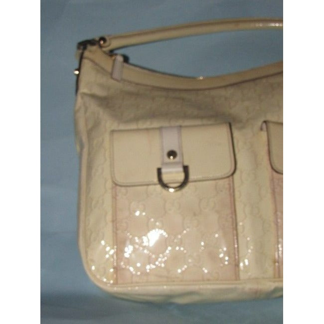 Gucci Abbey   Yellow Large G Logo Print Patent Leather Hobo Bag