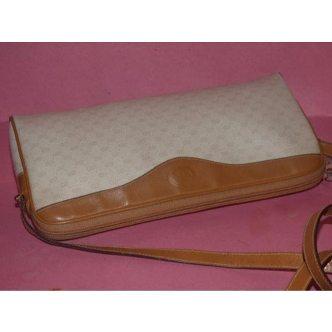 Gucci   Ivory Coated Canvas W Camel Leather Small G Logo