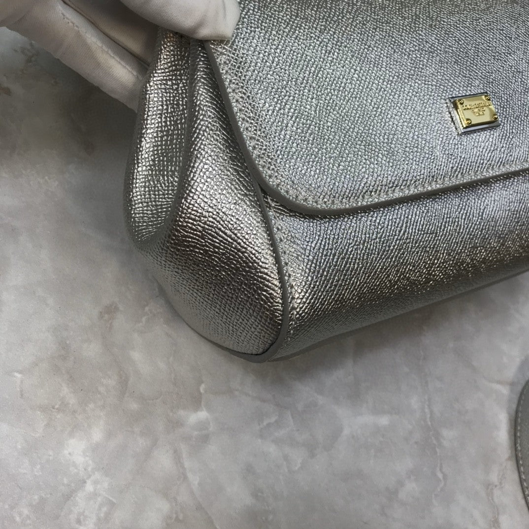 Top Quality MeTop Qualityum Sicily Handbag In Dauphine Silver For Women 10.2in/26cm Top Quality