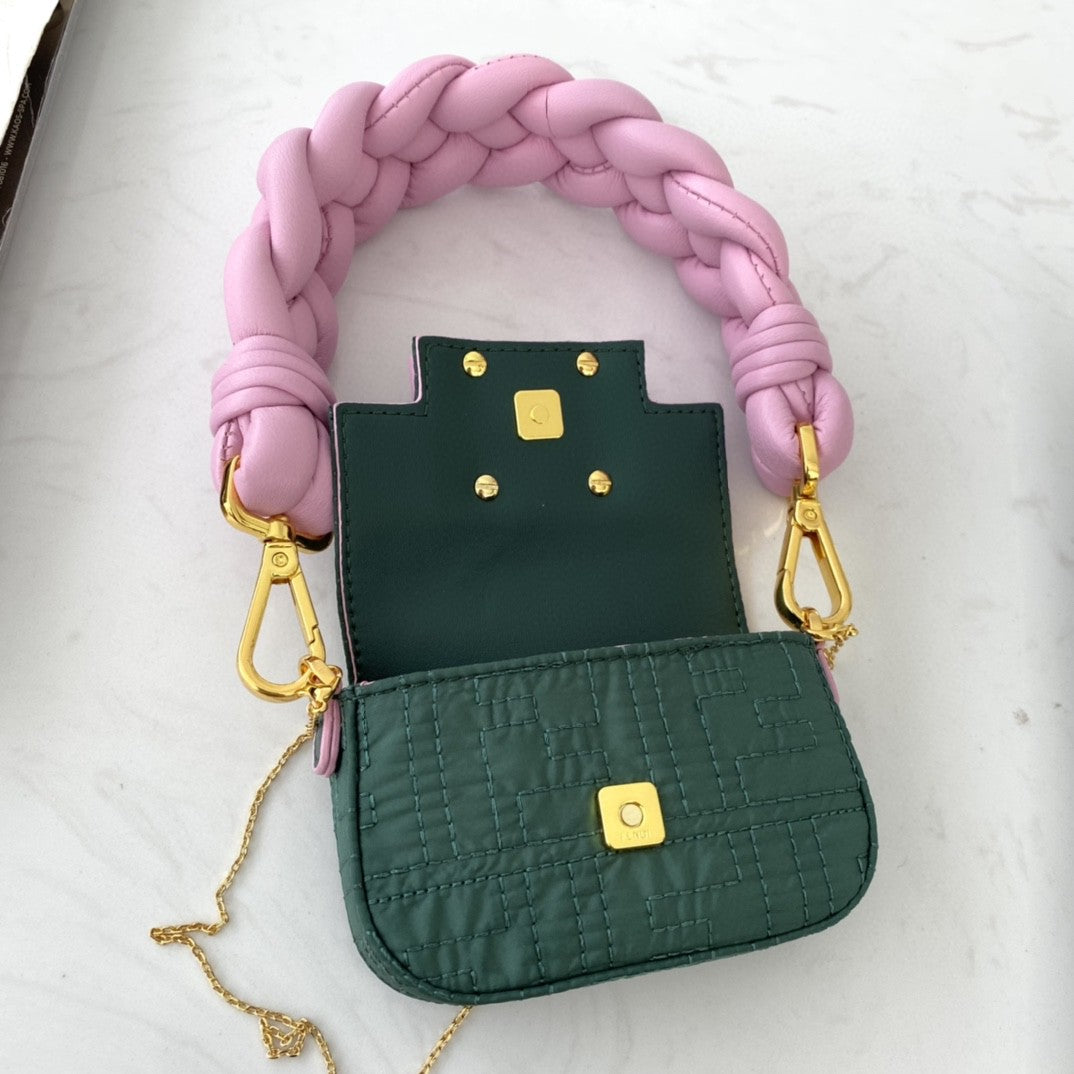 Top QualityTop Quality Nano Baguette Maxi Handle Pink and Green Bag For Woman 6.5cm/2.5in
