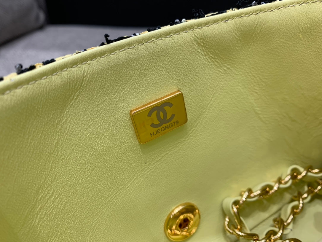 CHLMini Yellow Tweed Top Qualityap Bag For Women 20cm/7.5in