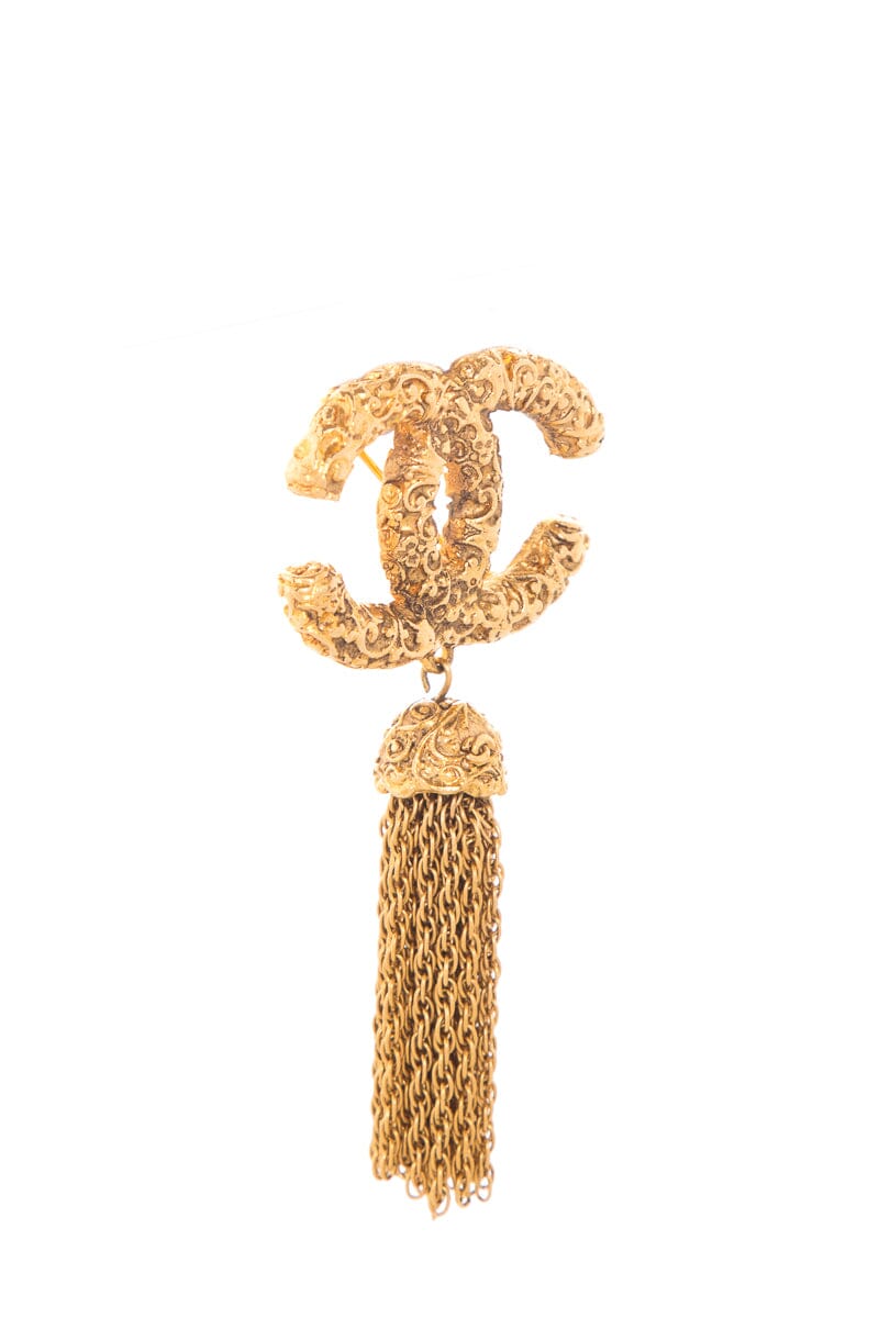Chanel   Gold CC Tassel Brooch Pin 93A