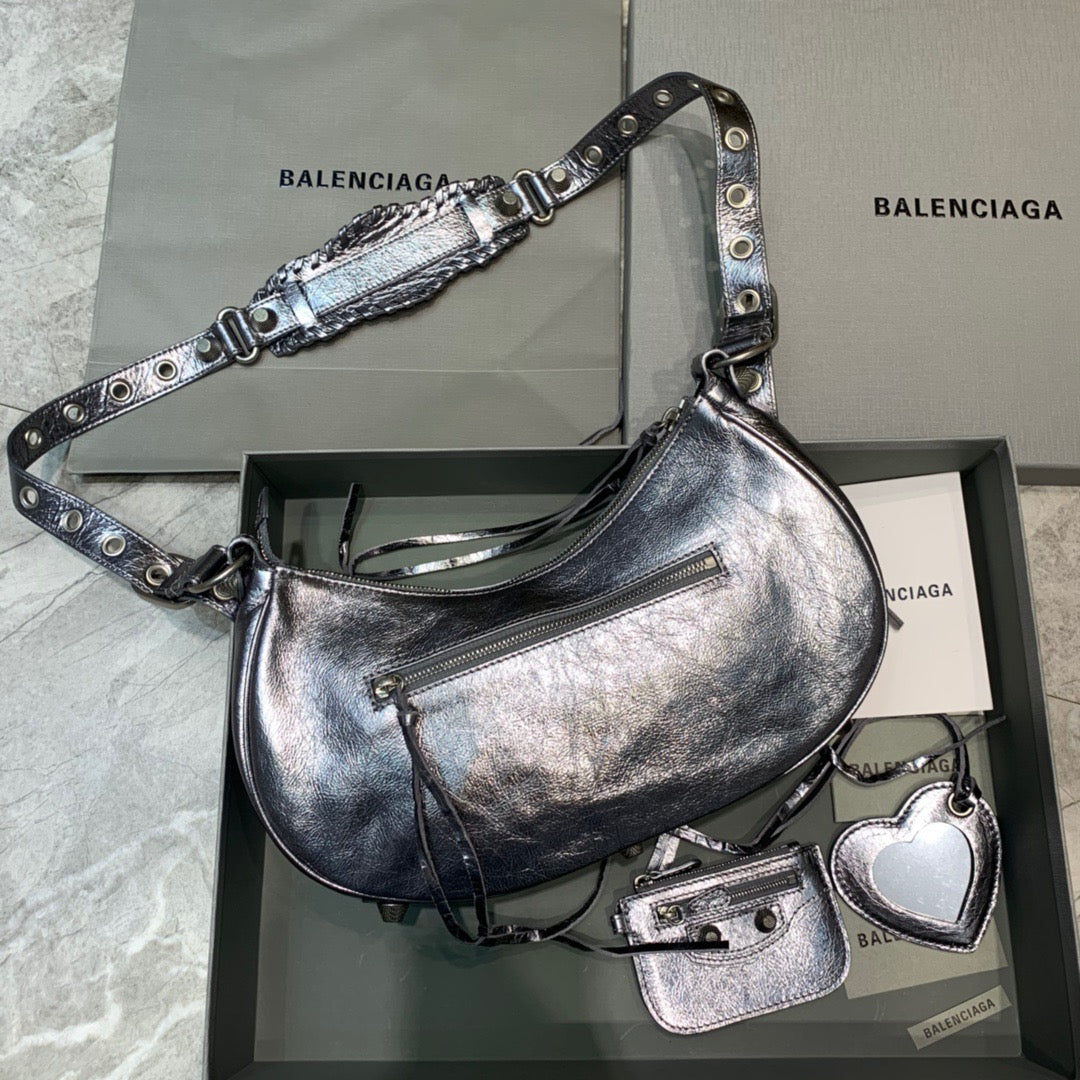 Top Quality Le Cagole XS Shoulder Bag In Sliver, For Women,  Bags 13in/33cm