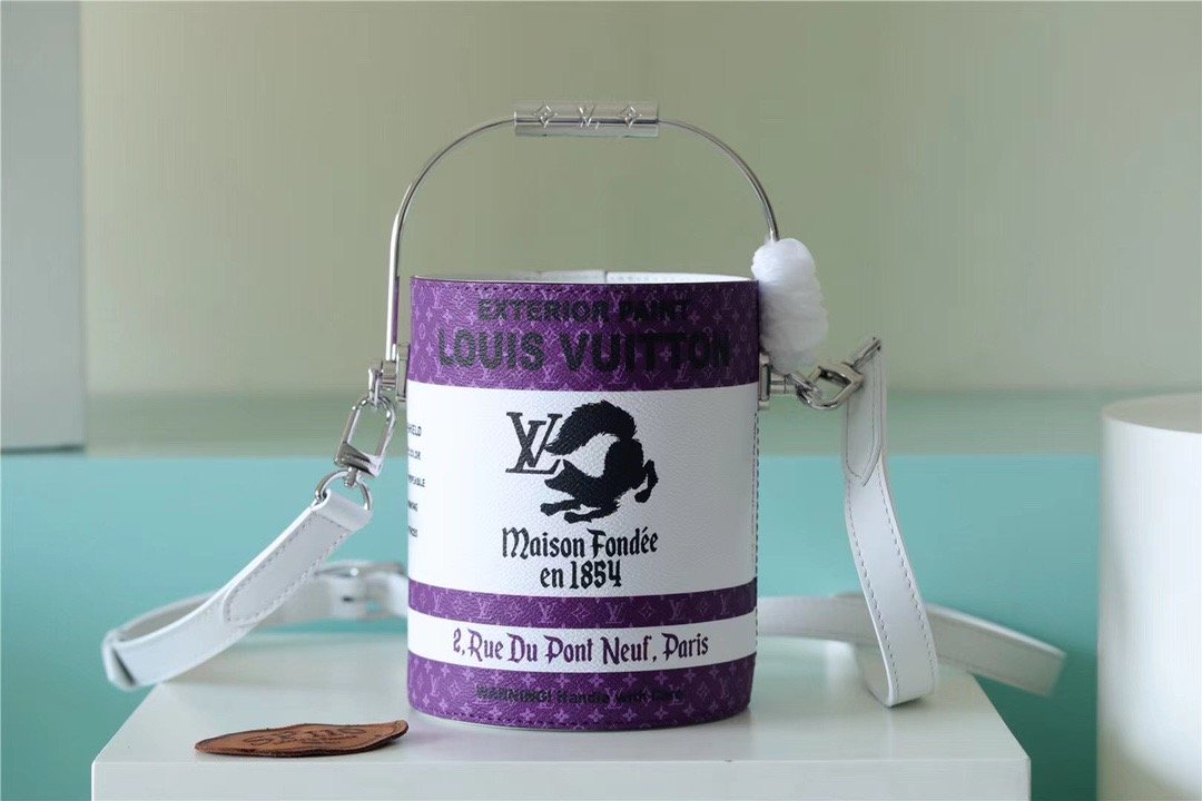 Top Quality Paint Can Coated Canvas By Virgil Ablohs PurpleFor Women, Womens Bags, Shoulder And Crossbody Bags 6.7in/17cm Top Quality M81591