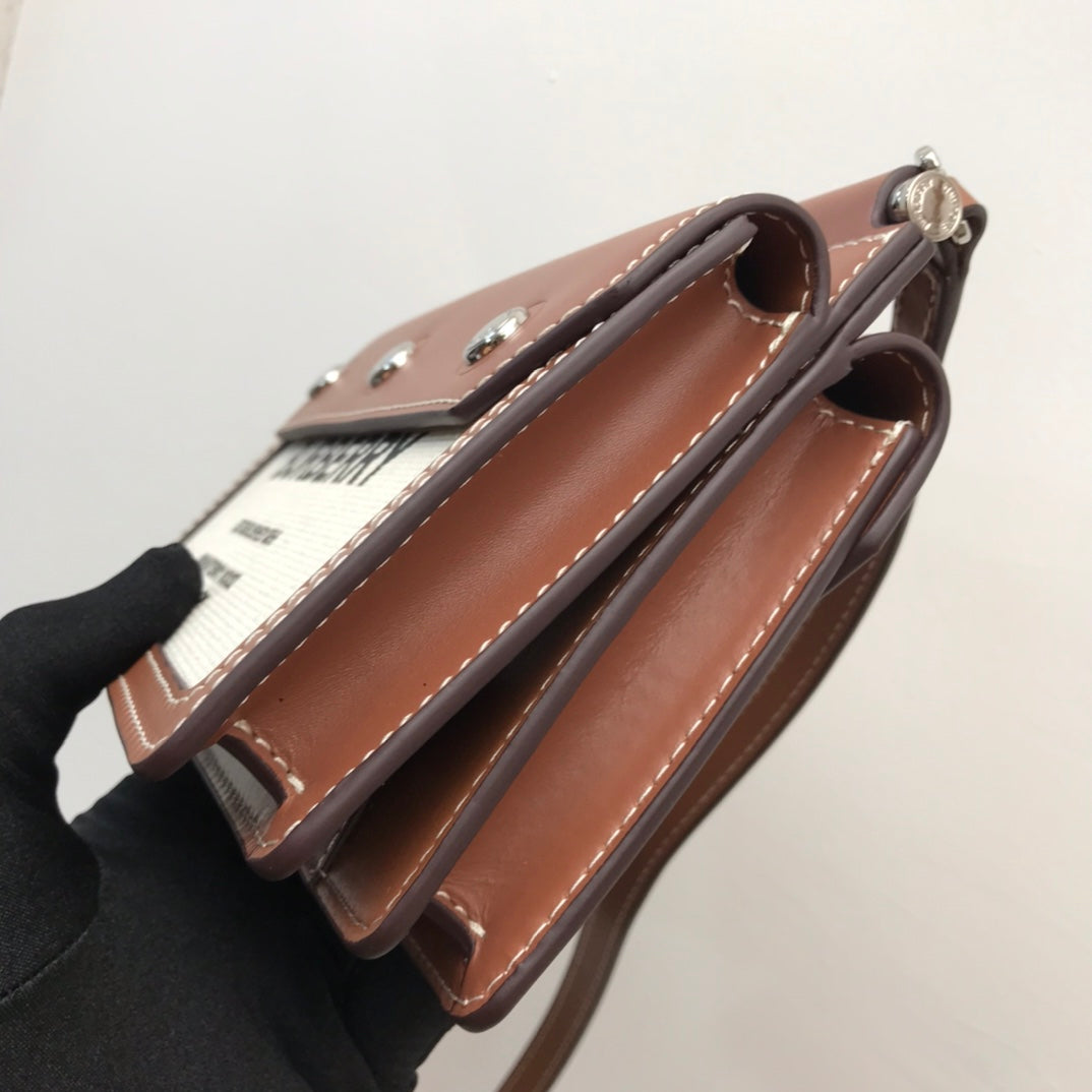 Top Quality Mini Horseferry Print Title Bag With Pocket Detail Malt Brown For Women, Bags 7.5in/19cm 80146111