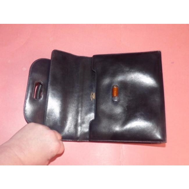Gucci   Black With Tortoise Shell Lucite And Gold Accents Leather Satchel
