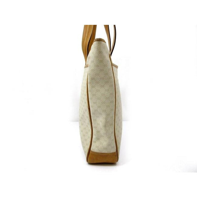 Gucci   Ivory Coated Canvas With Camel Small G Logo Print And Camel Leather