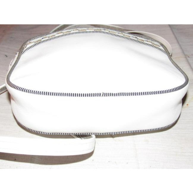 Gucci   White Leather With Black And White Piping Cross Body Bag