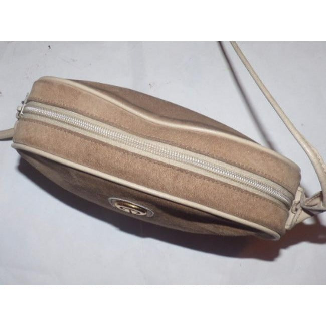Gucci   Beige Tan Suede And Leather Cross Body Bag