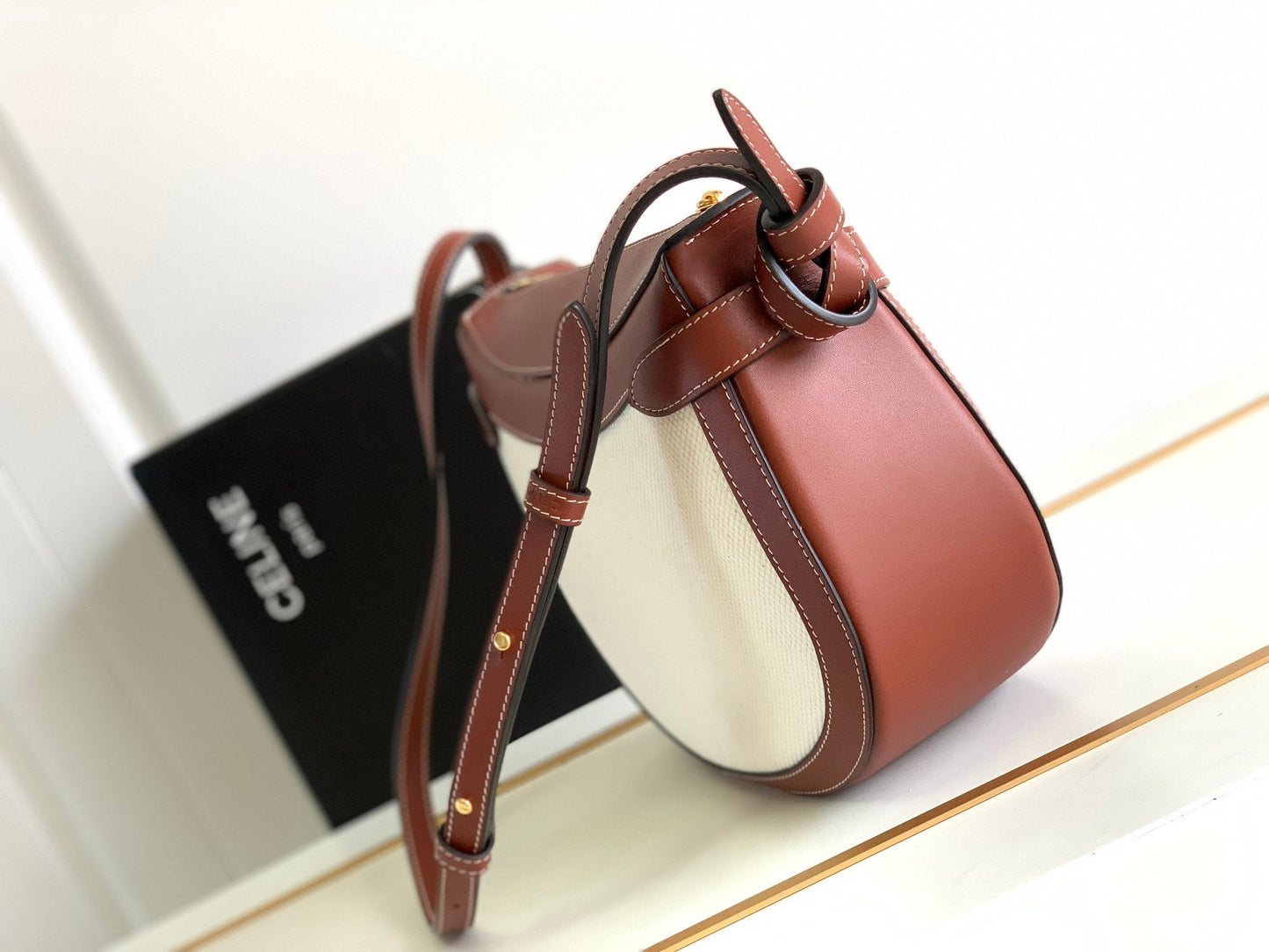 Top Quality BesaTop Quality Noeuds Francais Bag Brown/White For Women 10in/25cm 
