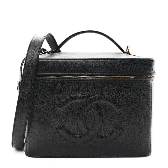 Chanel Caviar CC Vanity Train Case Black