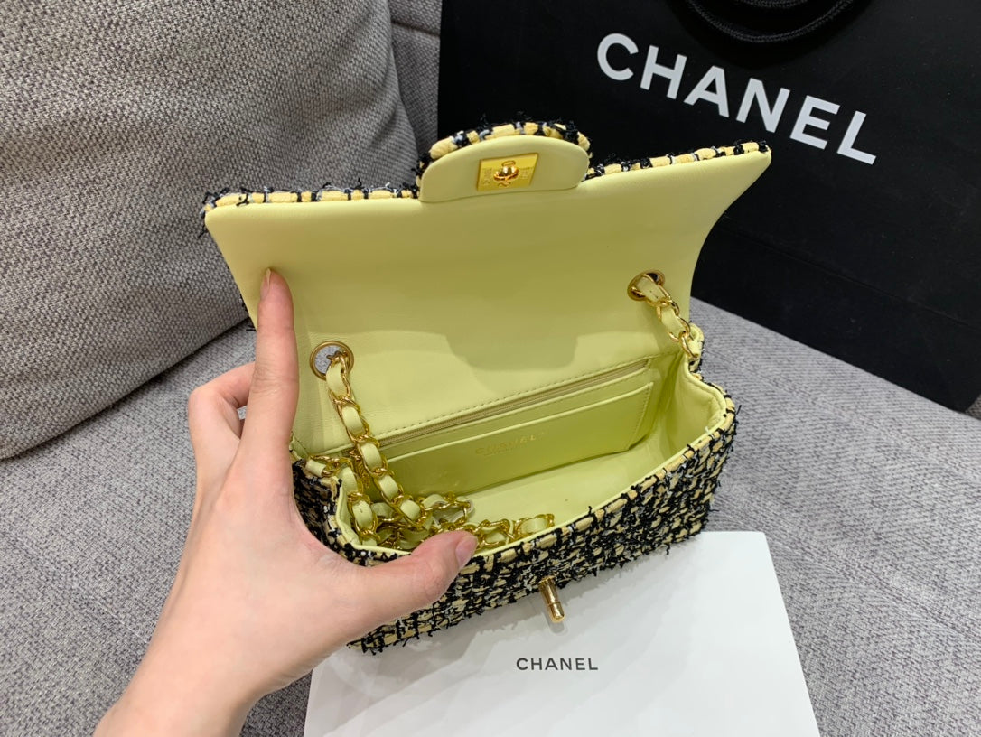 CHLMini Yellow Tweed Top Qualityap Bag For Women 20cm/7.5in