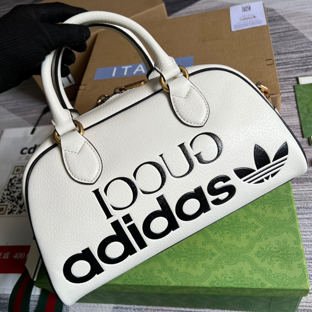 gg x Adidas Mini Duffle Bag White For Women, Women’s Bags 12in/32cm gg 702397 U3ZCT 8727