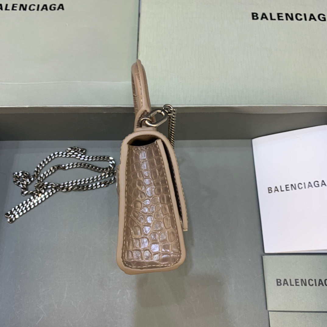 Top Quality Hourglass Mini Handbag With Chain In Earth Brown, For Women,  Bags 4.7in/12cm
