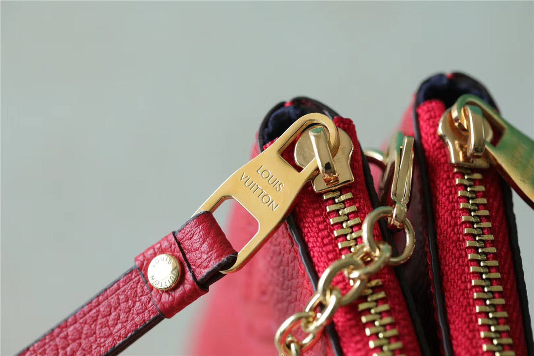 Top Quality Double Zip Pochette Monogram Empreinte Red For Women,  Shoulder and Crossbody Bags 7.9in/20cm Top Quality