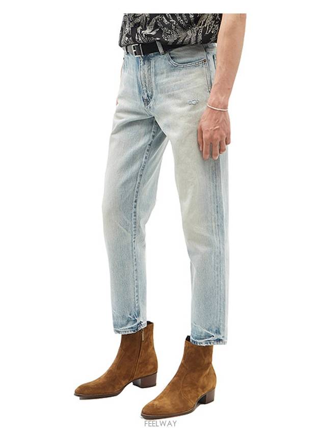 Luxury Saint Laurent Trending 2025 Men's Carrot Fit Denim Jeans Light Blue