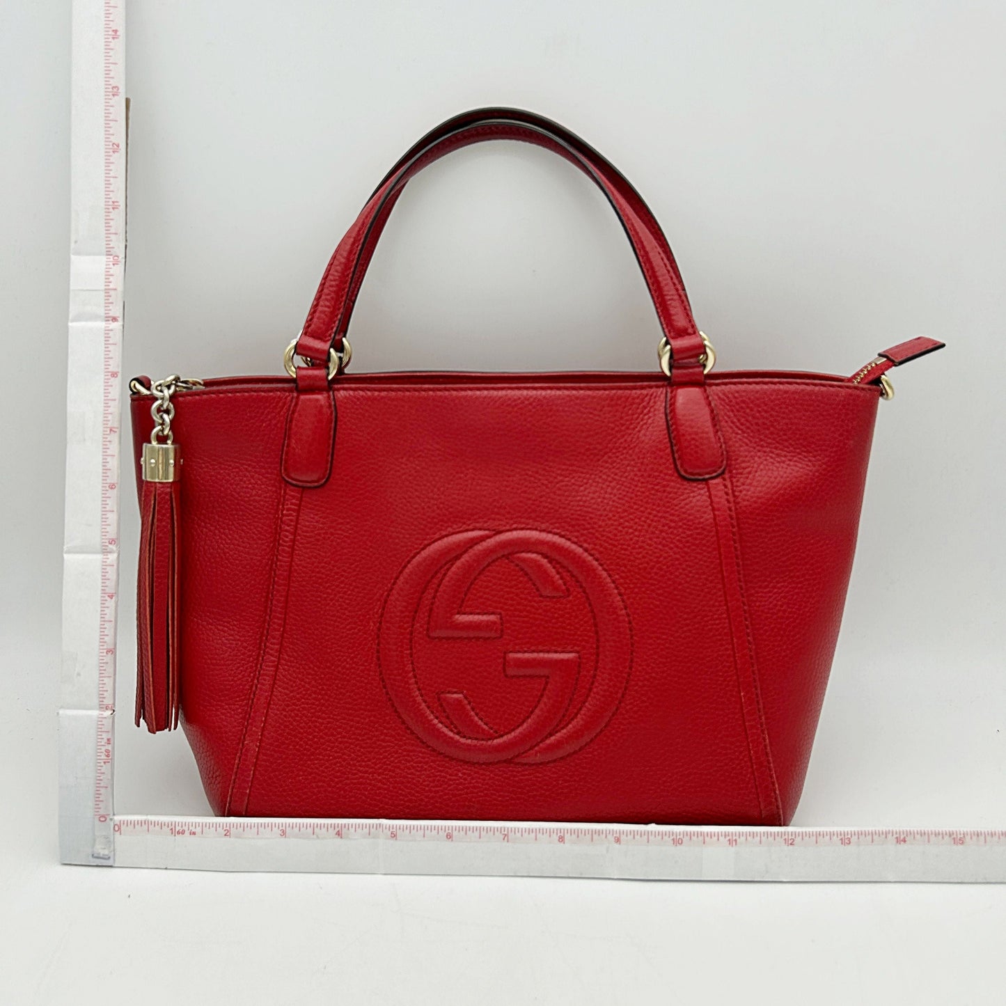 Gucci | Bags | Gucci Soho Convertible Top Handle Bag Leather Small Red LA