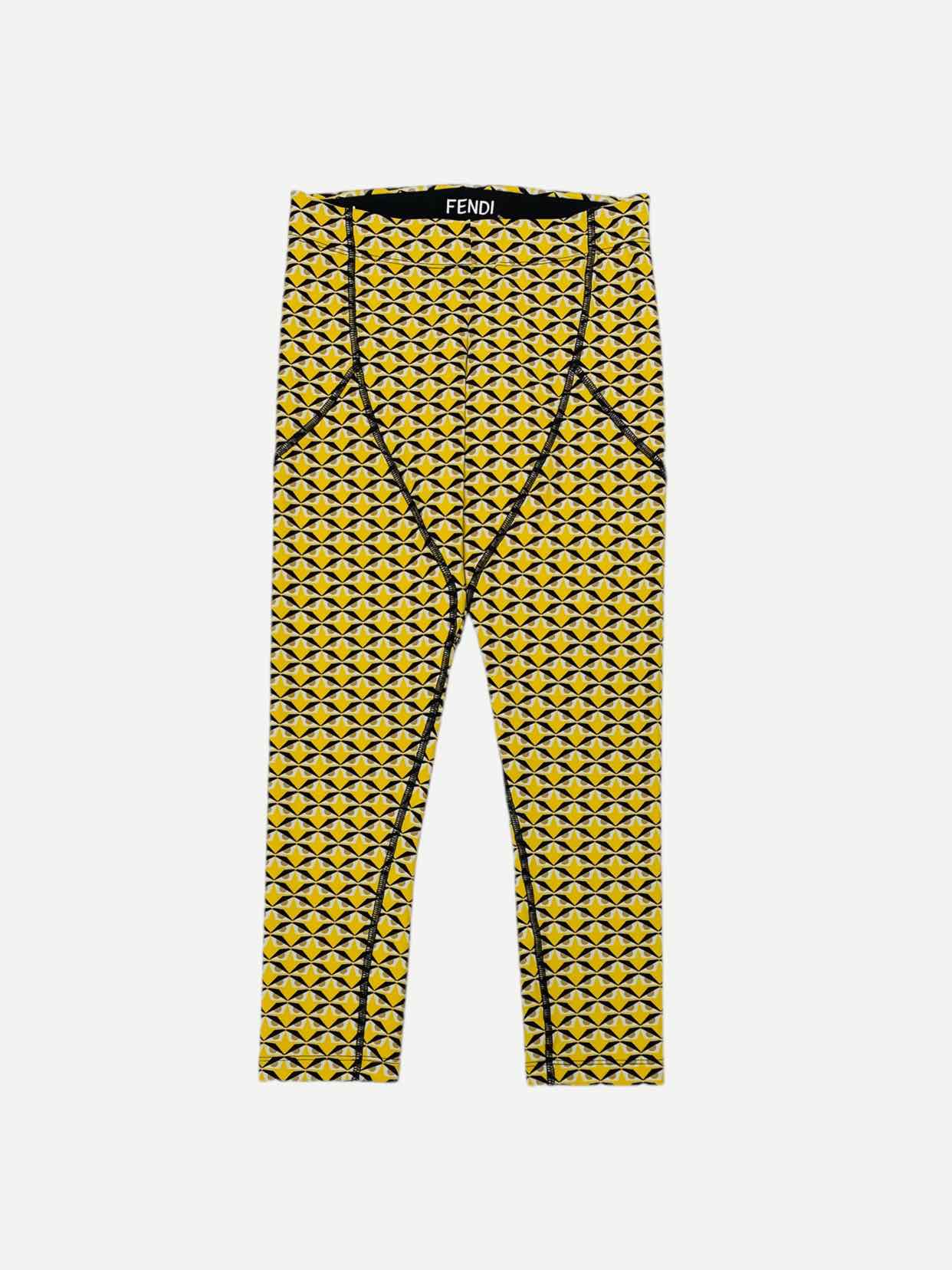 FENDI Bug Eye Yellow & Black Printed Size US 2 Leggings