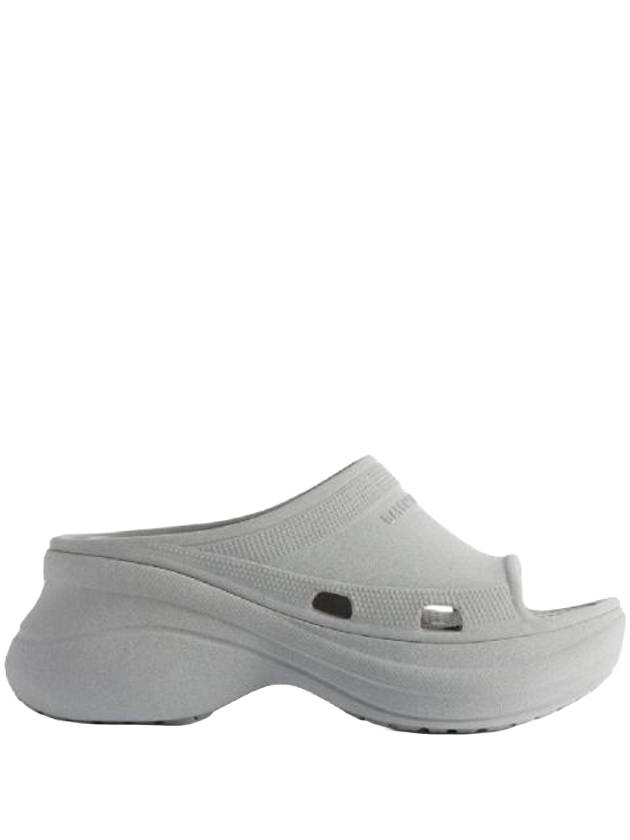 Luxury Balenciaga Trending 2025 Pool Platform Slipper Grey