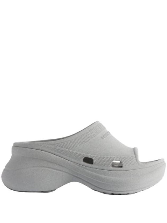 Luxury Balenciaga Trending 2025 Pool Platform Slipper Grey