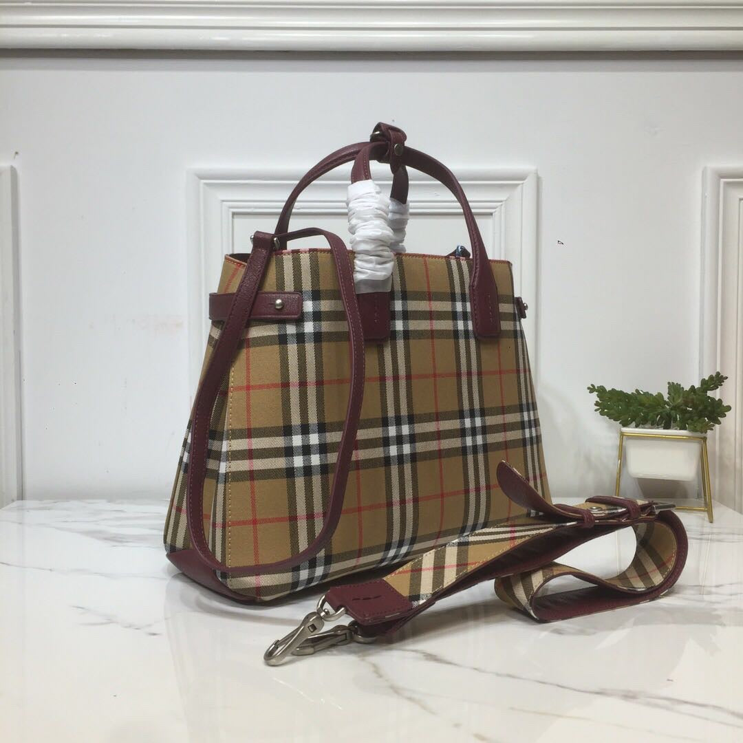 Top Quality Ho Check Derby Medium Banner Purse Tote Purple For Women, Womenâs Bags 14in/35cm