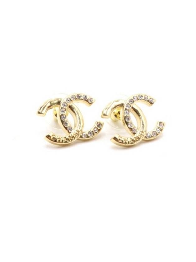 CC Logo Stud Earrings Gold Chanel