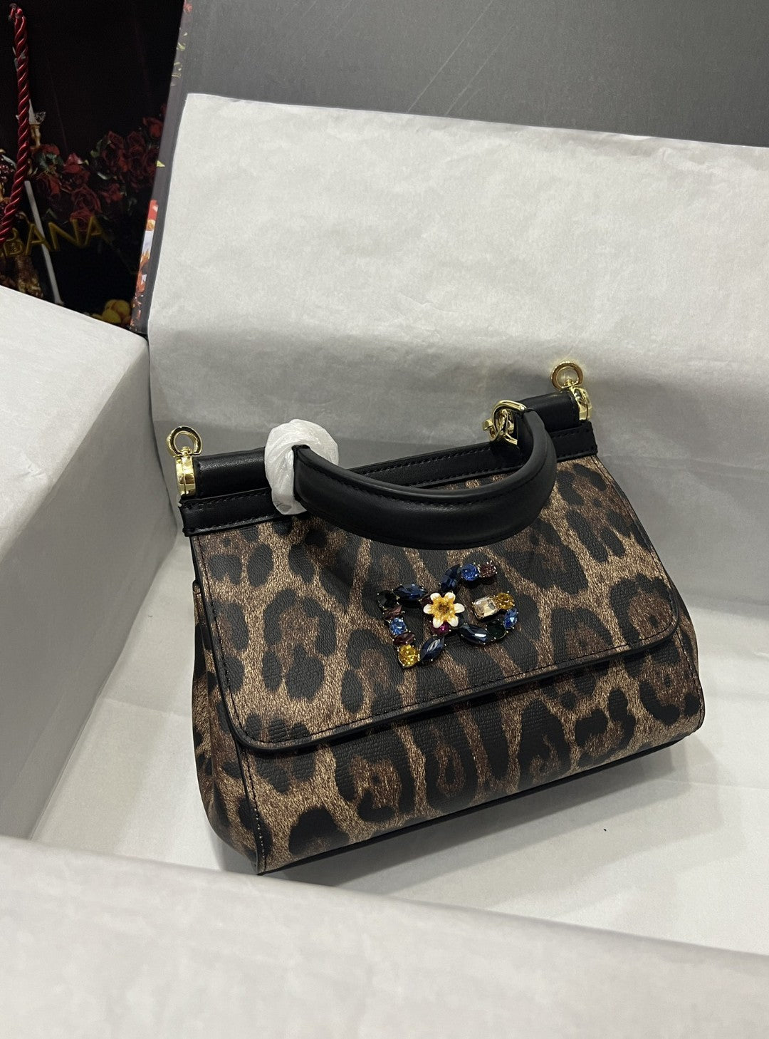 Top Quality Sicily Bag In Leopard-Print Pony Hair Multicolour For Women 7.9in/20cm Top Quality