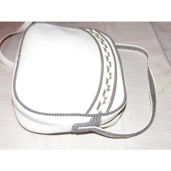 Gucci   White Leather With Black And White Piping Cross Body Bag