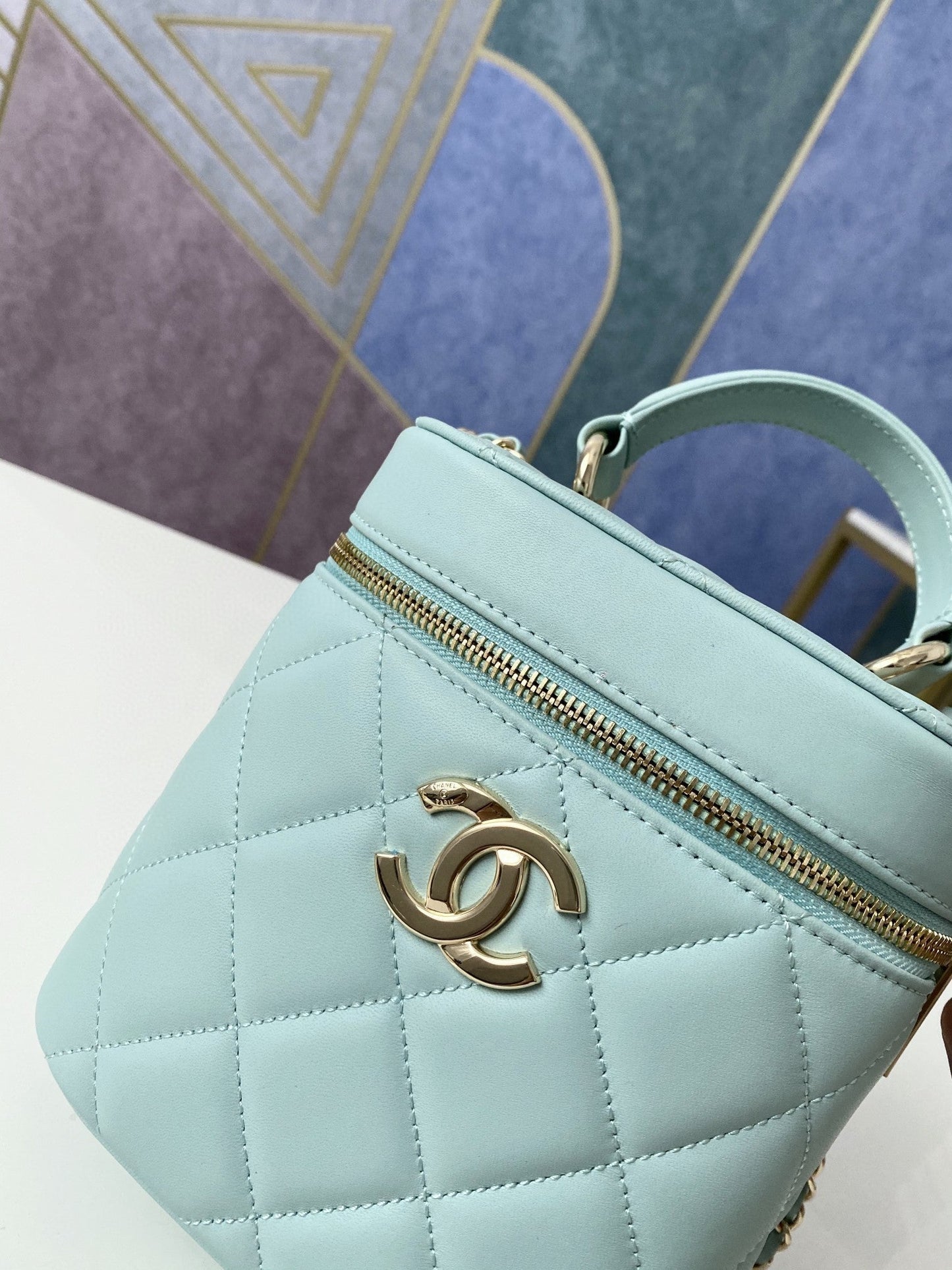CHLVanity Case Gold Hardware Light Green For Women, Women’s Handbags, Shoulder Bags 9in/24cm 