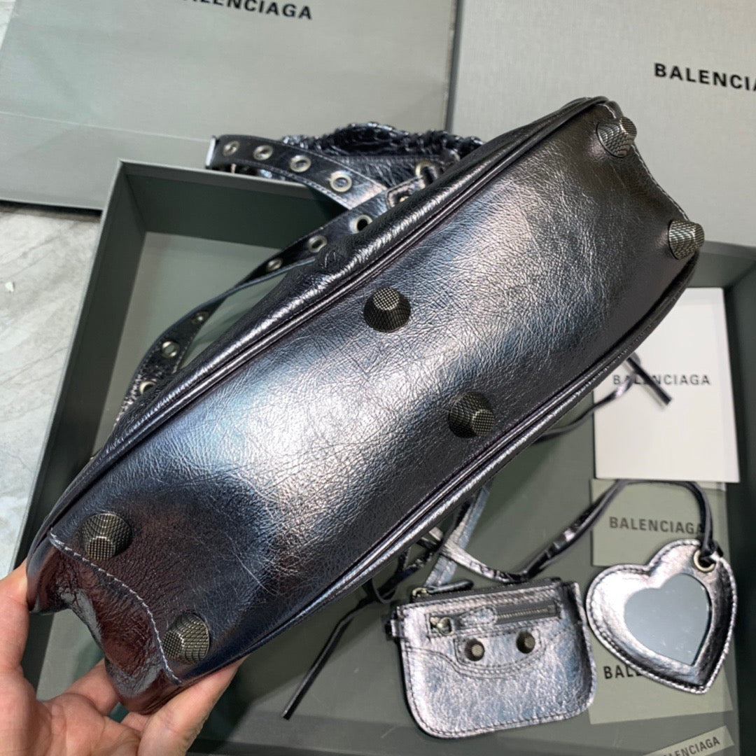 Top Quality Le Cagole XS Shoulder Bag In Sliver, For Women,  Bags 13in/33cm