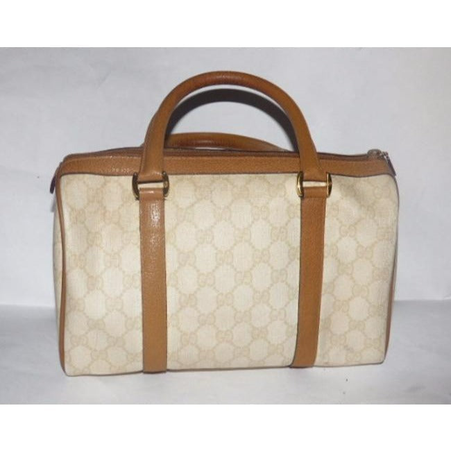 Gucci   Doctor S Ivory And Camel Large G Logo Leather Coated Canvas Satchel