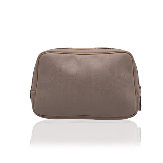 CHRISTIAN DIOR   Beige Logo Canvas Cosmetic Bag Purse