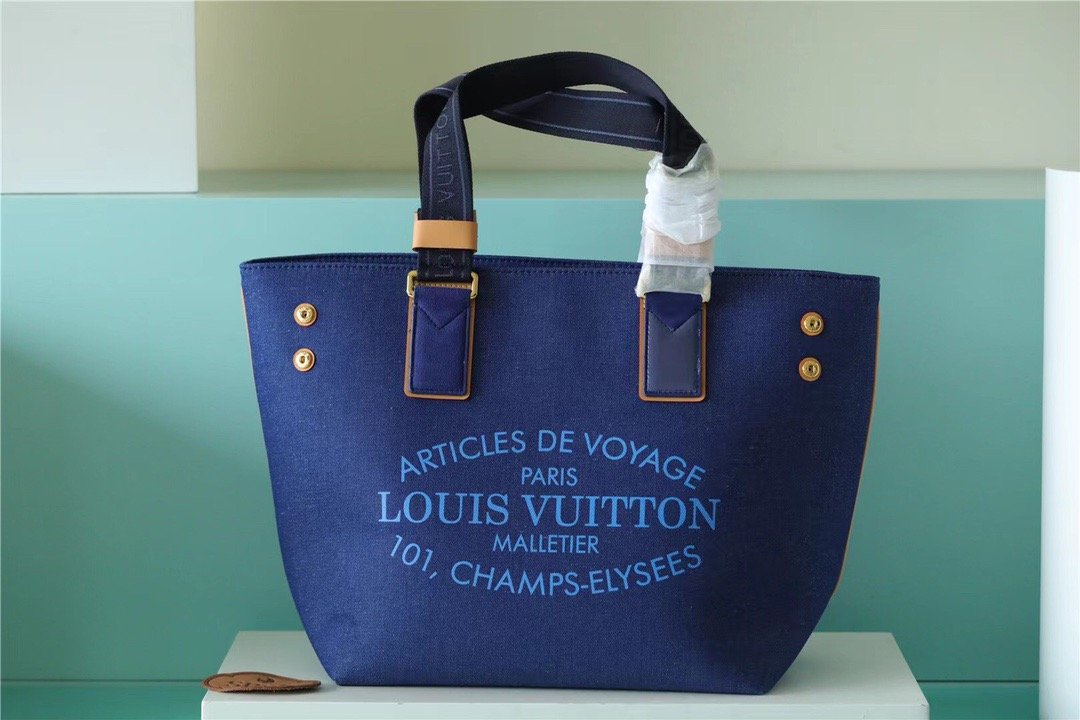 Top Quality Cabas PM Plan Soleil Denim Canvas Blue For Women, WoHandbags 11.8in/30cm Top Quality  M94144