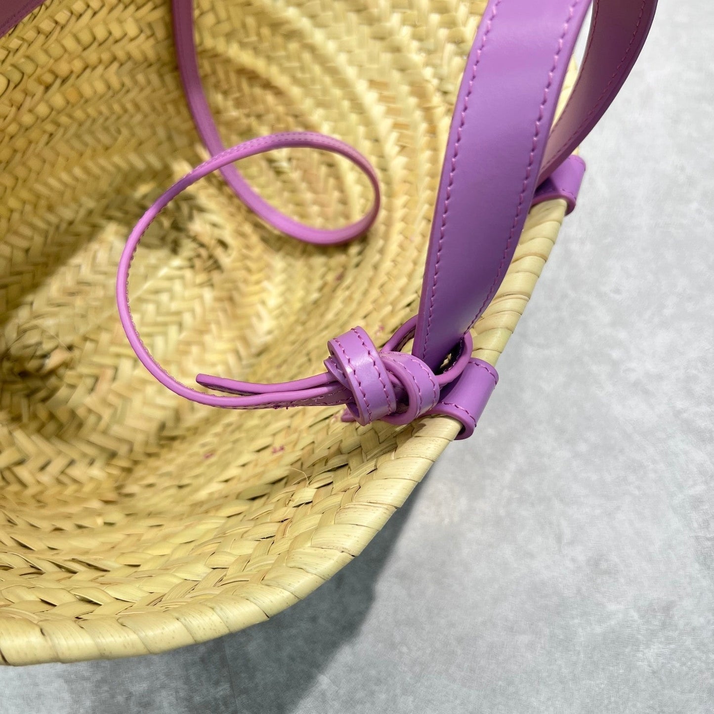 Top Quality Teen Triomphe Top Quality Classic Panier In Palm Leaves And Lizard Violet For Women 8in/20cm