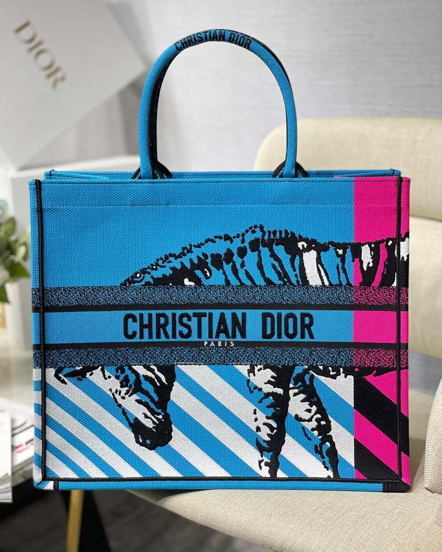 Top Quality Large Book Tote Blue And Pink, For Women, Womens Handbags 16.5in/42cm CD