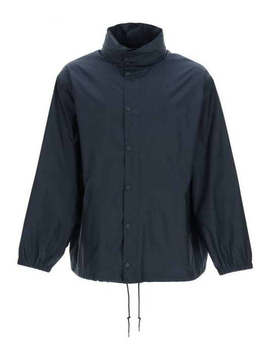 Luxury Balenciaga Trending 2025 Language Logo Nylon Raincoat Navy