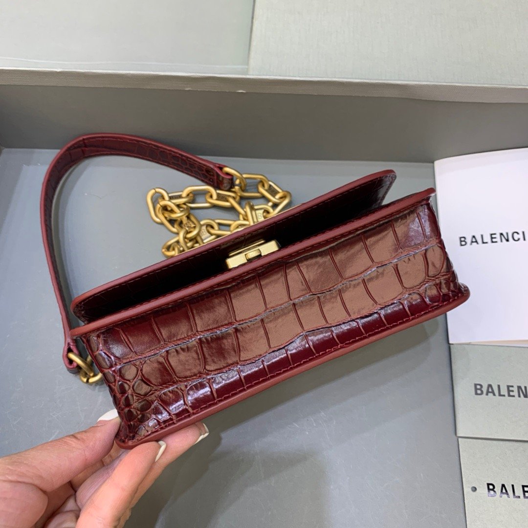 Top Quality Gossip Small On Chain Shoulder Bag Dark Red, For Women,  Bags 7.4in/19cm
