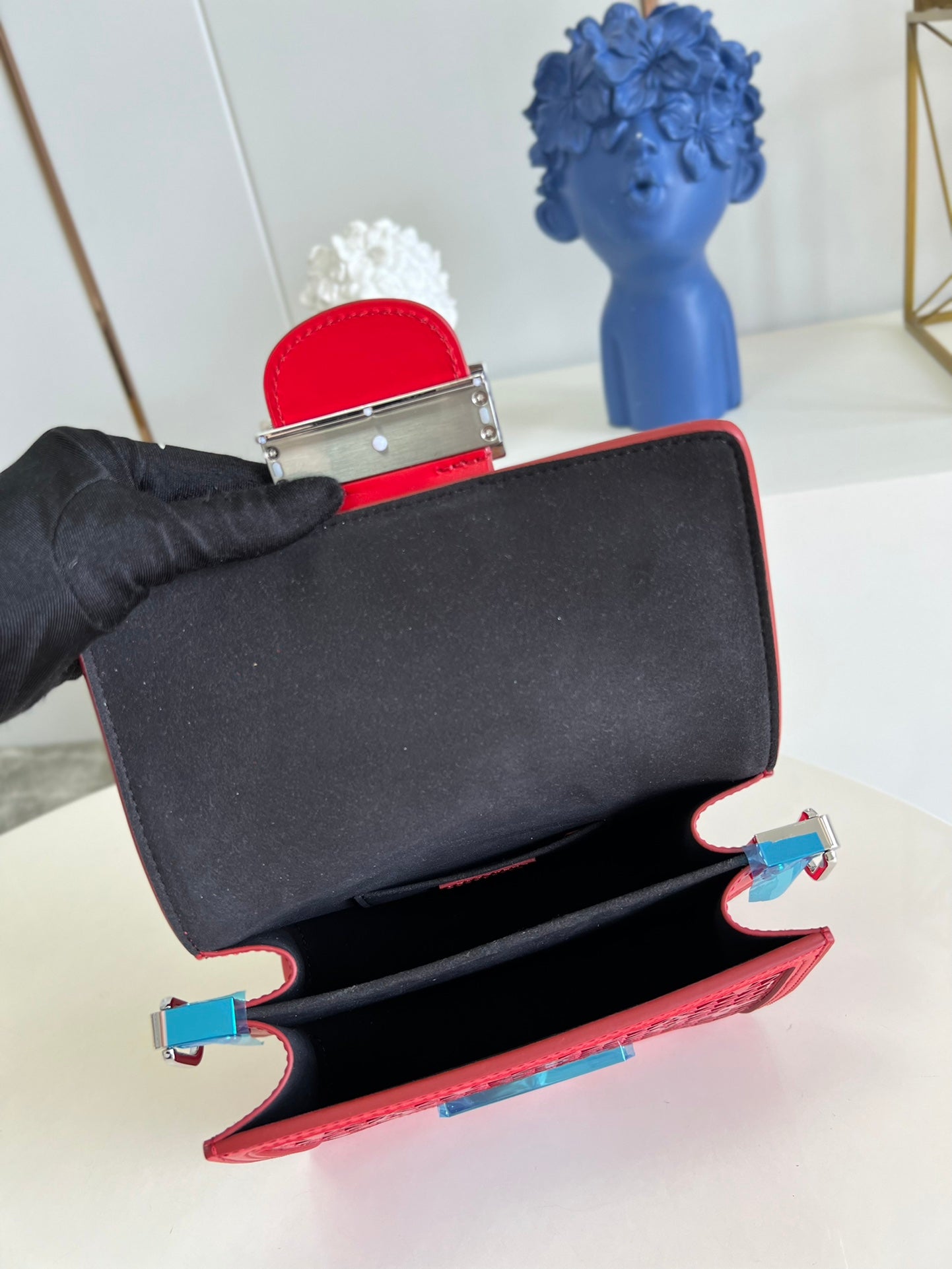 Top Quality Limited Dauphine MM Bags By Nicolas Ghesquière With Monogram Lace Red For Women 25cm Top Quality