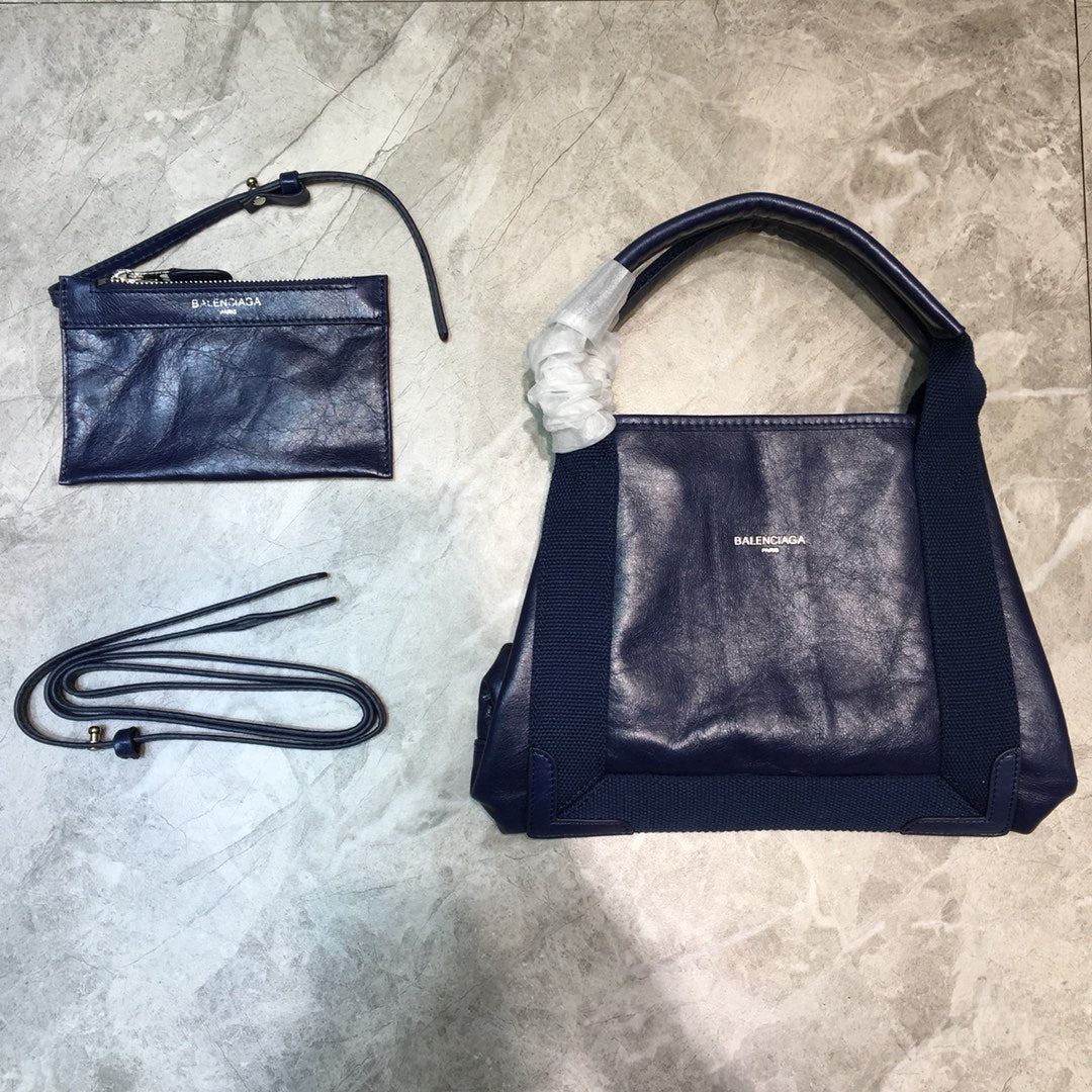 Top Quality Navy Small Cabas Tote Bag In Blue, For Women,  Bags 18.5in/47cm