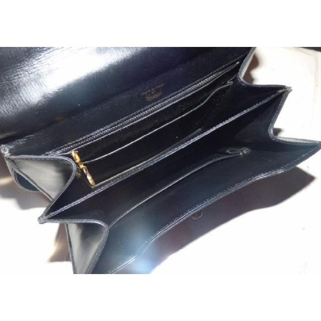 Gucci   Black With Bold Gold Hardware Leather Shoulder Bag
