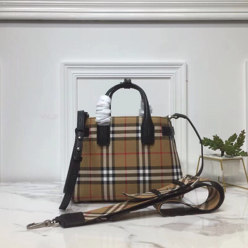 Top Quality Small Banner  Check And Tote Black For Women, Womenâs Bags 10.5in/26cm