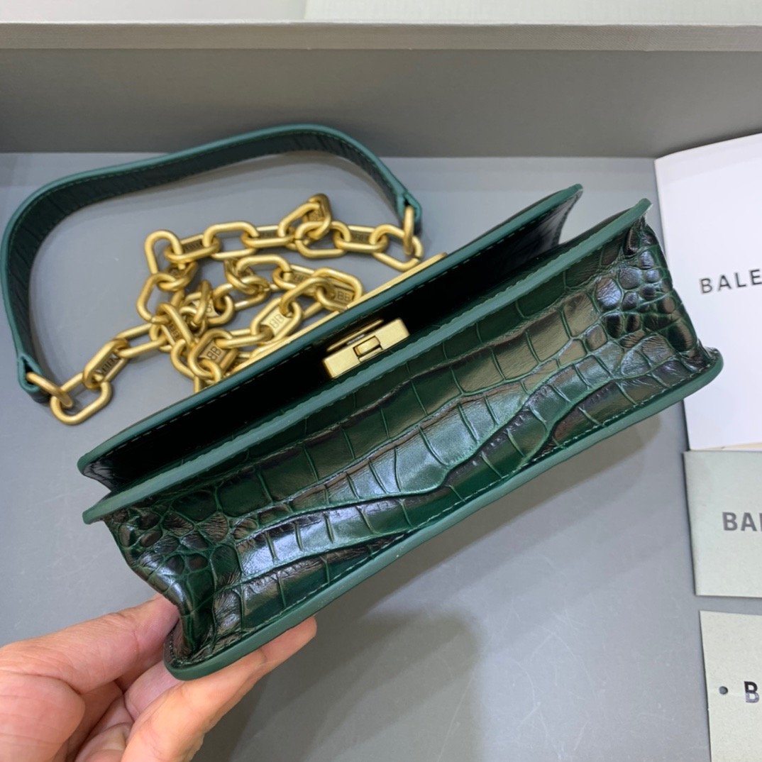 Top Quality Gossip Small On Chain Shoulder Bag Dark Green, For Women,  Bags 7.4in/19cm