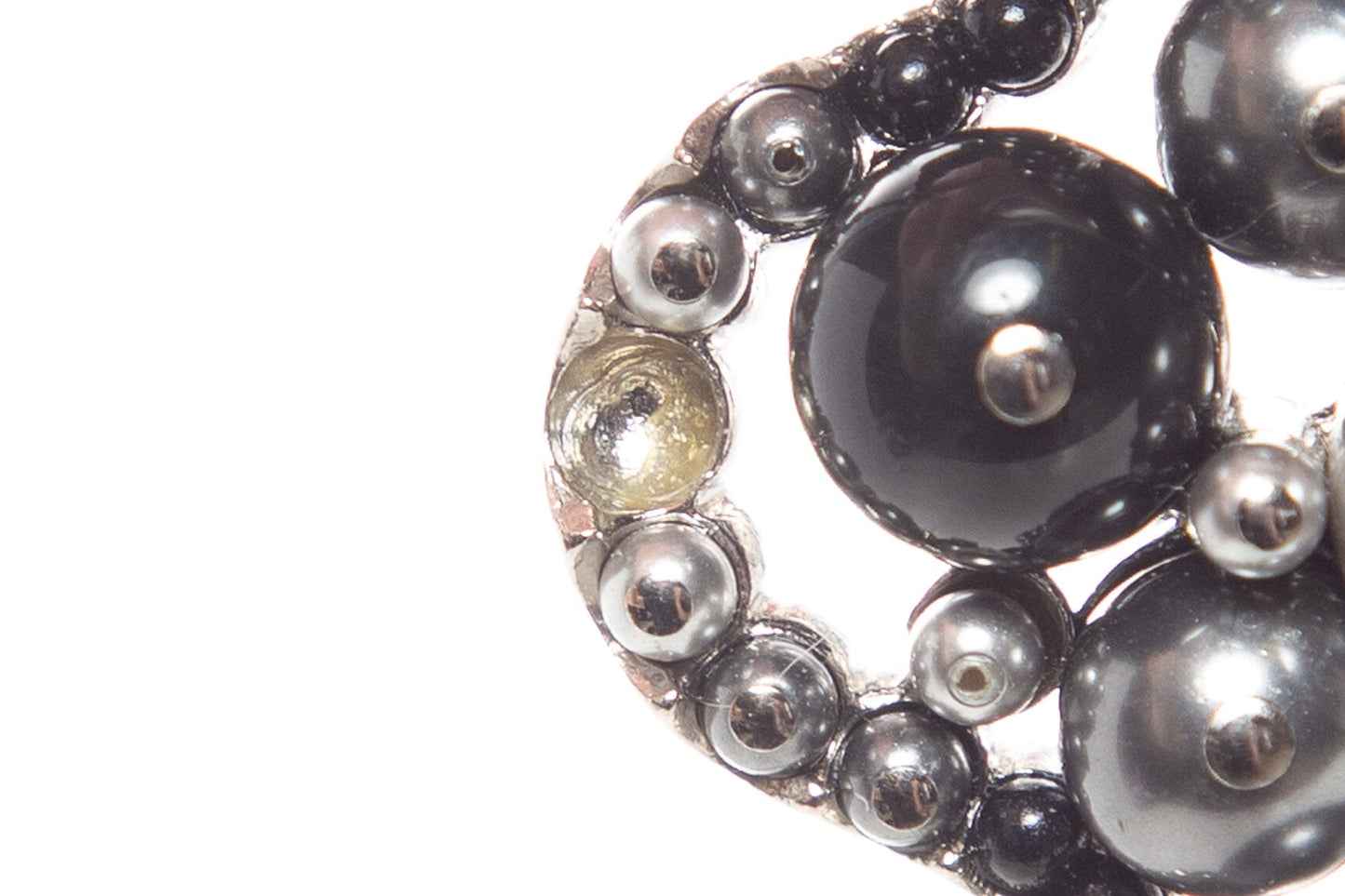 Chanel Black and Silver Faux Pearl CC Multistrand Necklace -AS IS